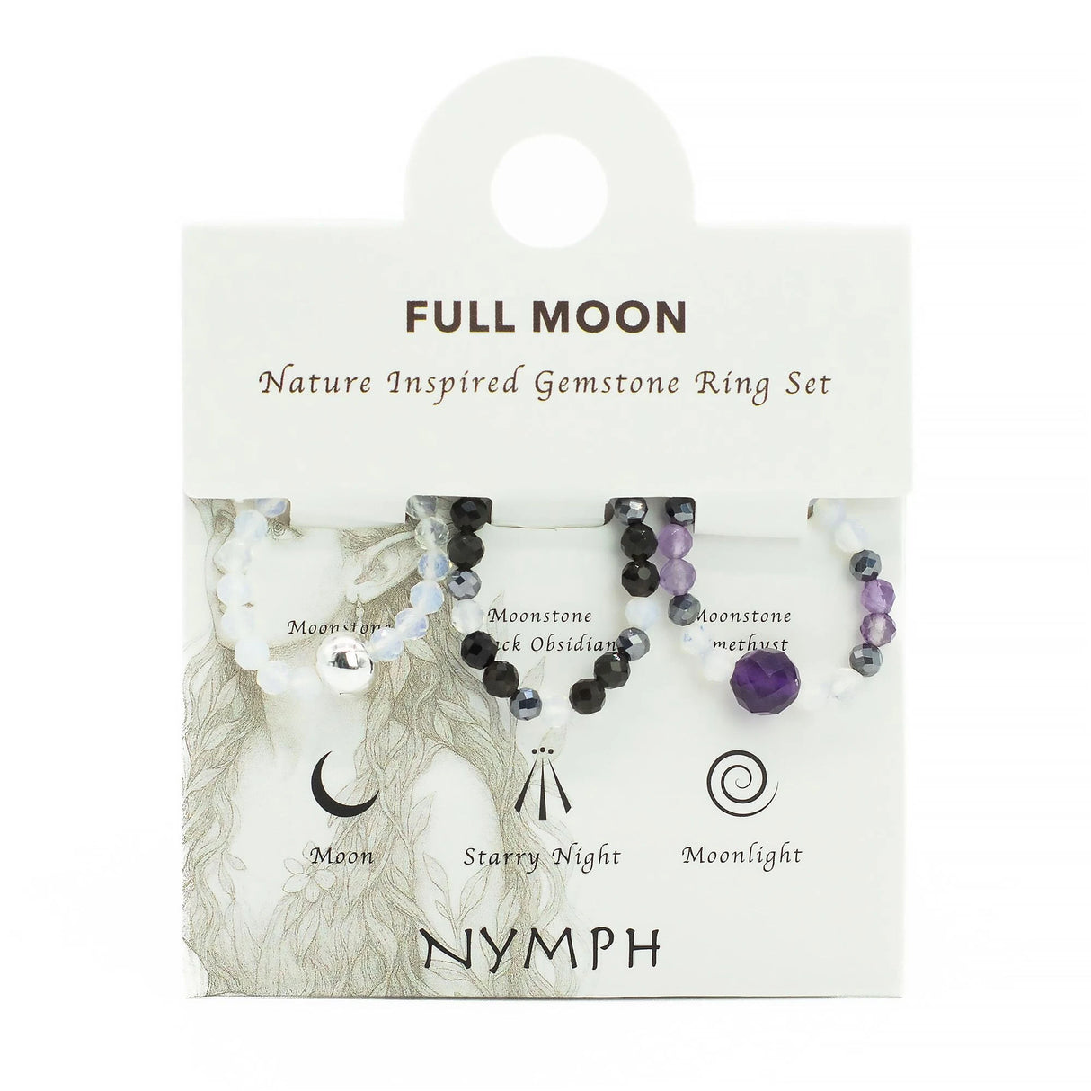 Nymph Spirit Gemstone Ring Set - Full Moon