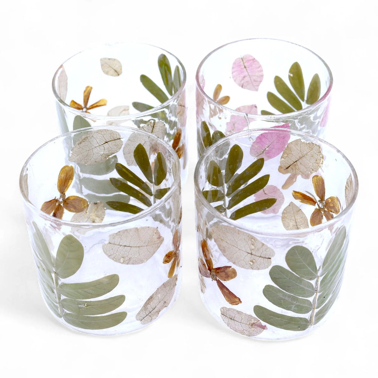 Natural Floral Glass - Straight Candle Holder - Primavera -  (8x8cm)