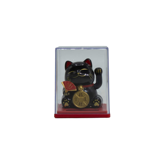 Mini Solar Powered Money Cat in Box - Black
