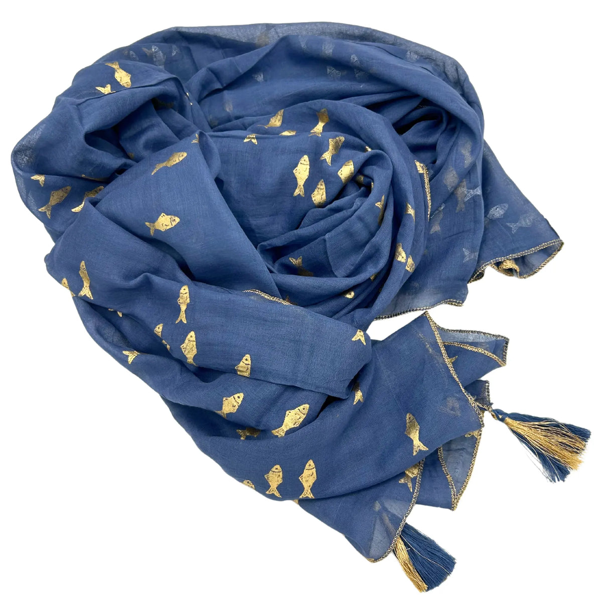 Nomad Sari Pareo  Sea Blue & Gold Fish Print