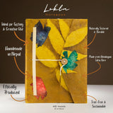 Lokta Bold Floral Notebook  Large (21x15cm)  45 Leaves  Includes Bookmark  Mustard Brown
