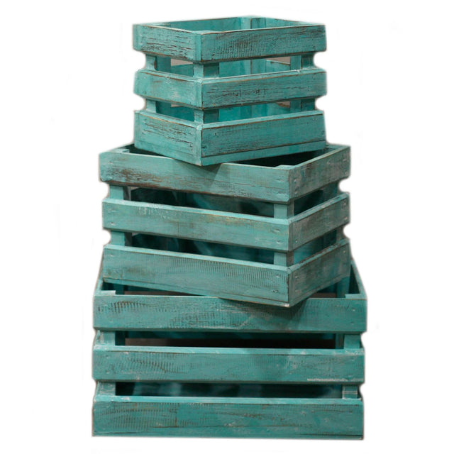 Wooden Storage Crates  Greenwash (Set of 3)