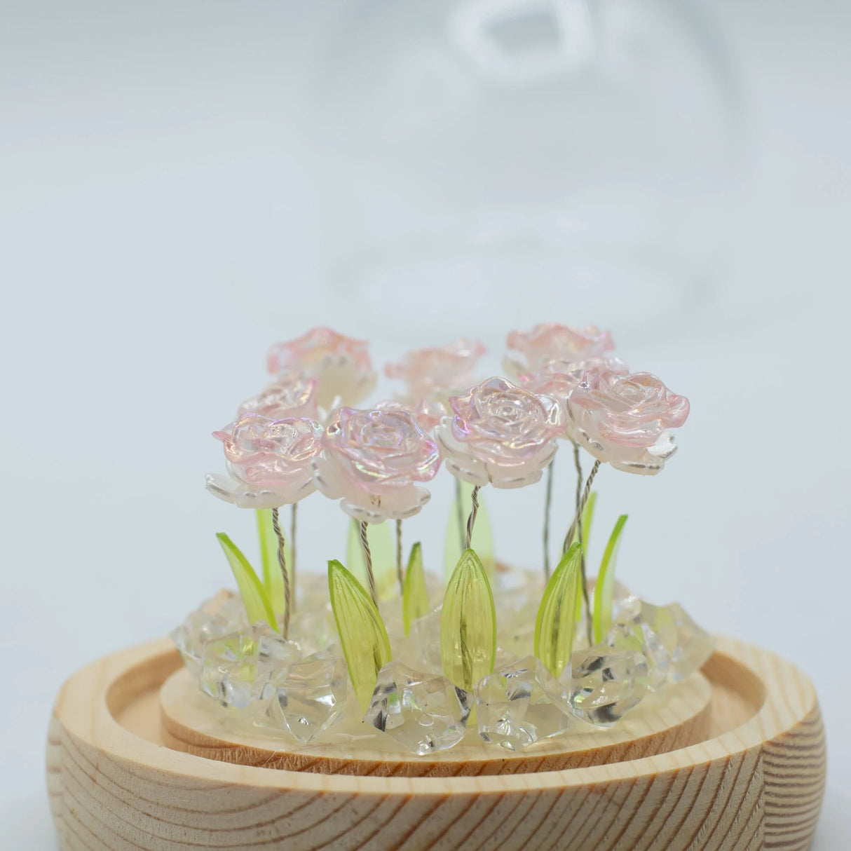 Floral Glow Garden Dome - 10 Pink Roses - LED USB