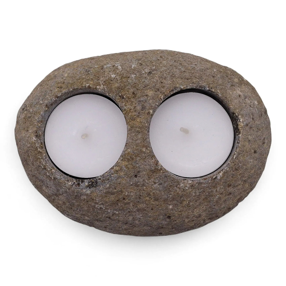 Natural Riverstone Candle Holder - Double Nightlight