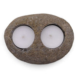 Natural Riverstone Candle Holder - Double Nightlight