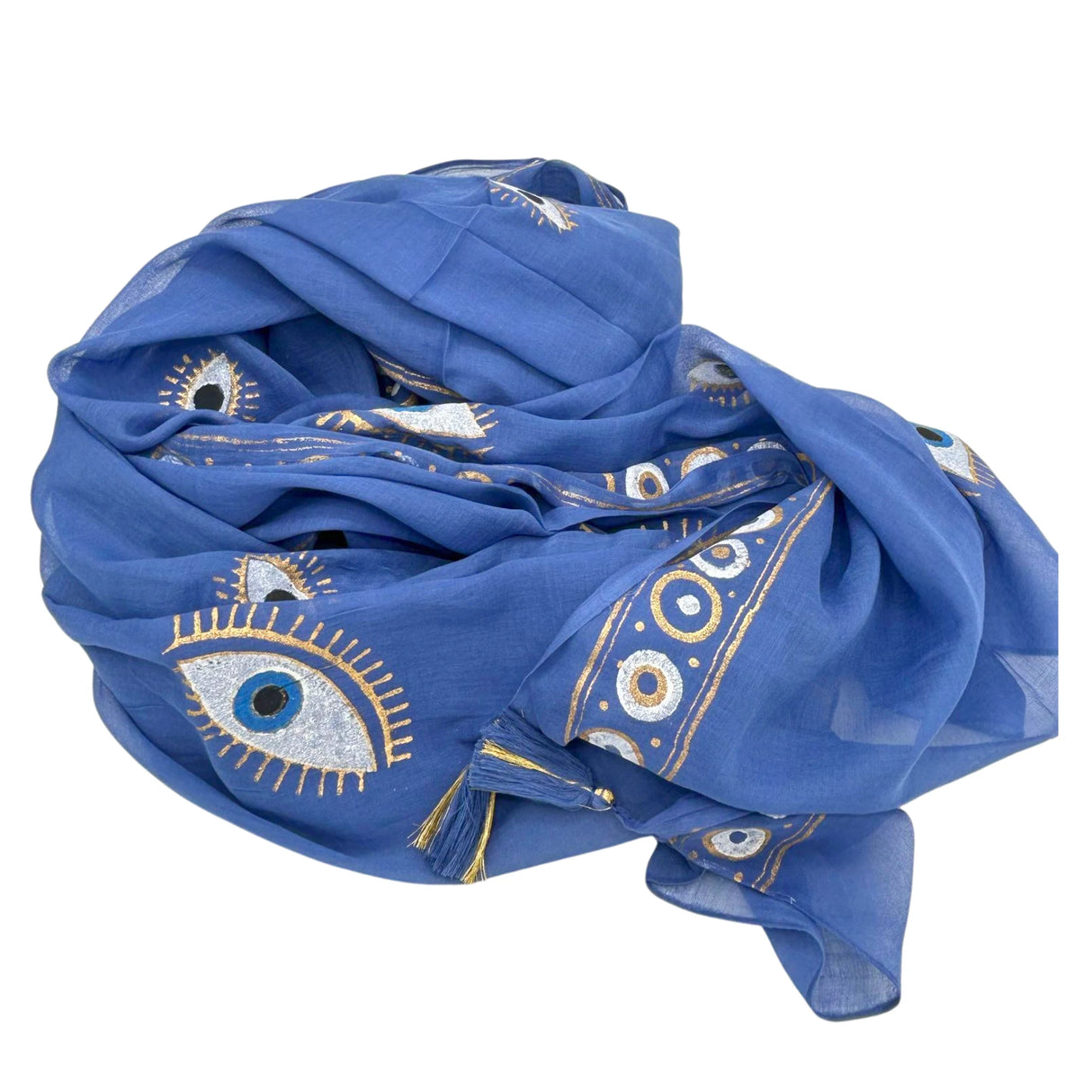 Nomad Sari Pareo  Rich Blue & Gold Evil Eye Print