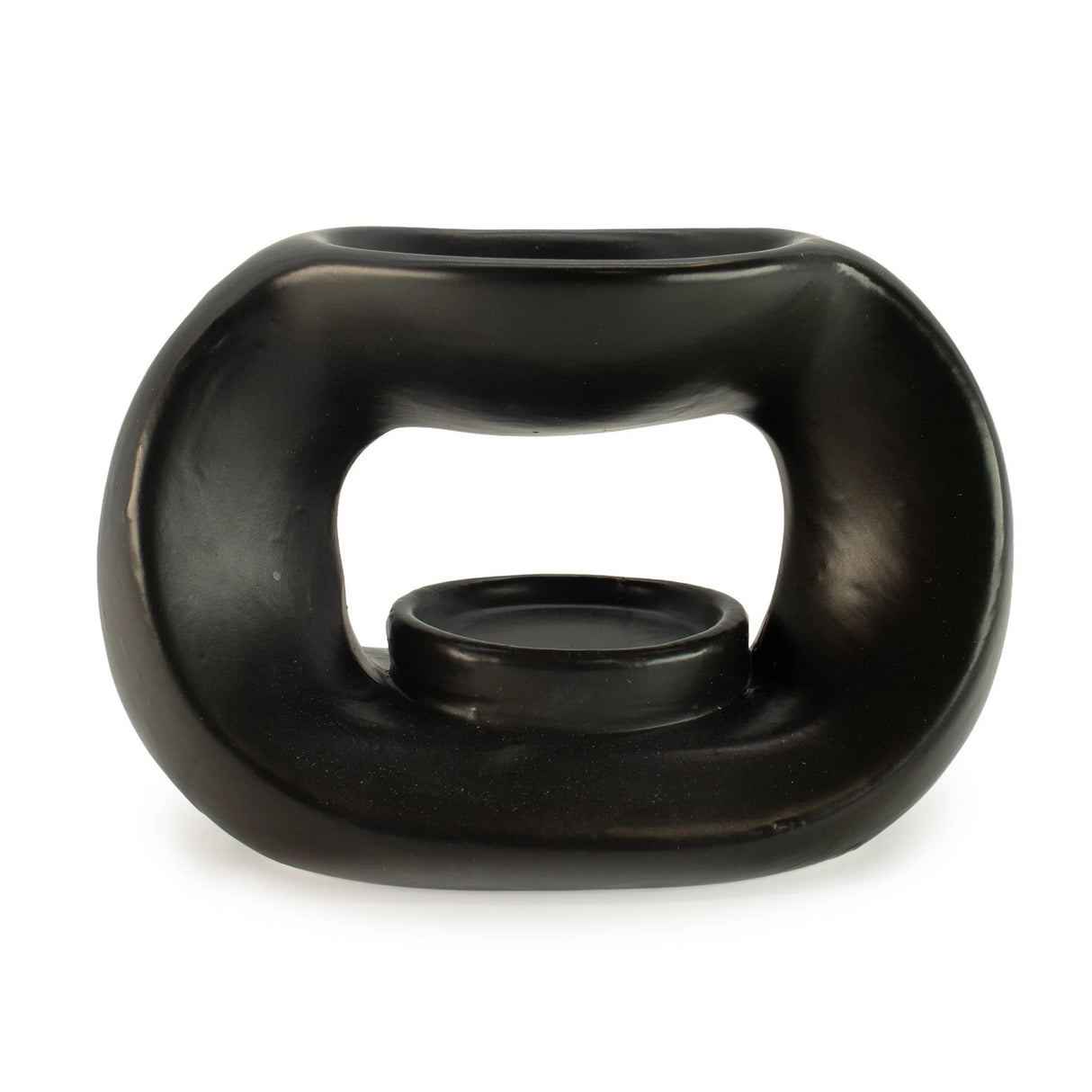 Ceramic Zen Oil Burner - Oval Pebble  - Matt Black
