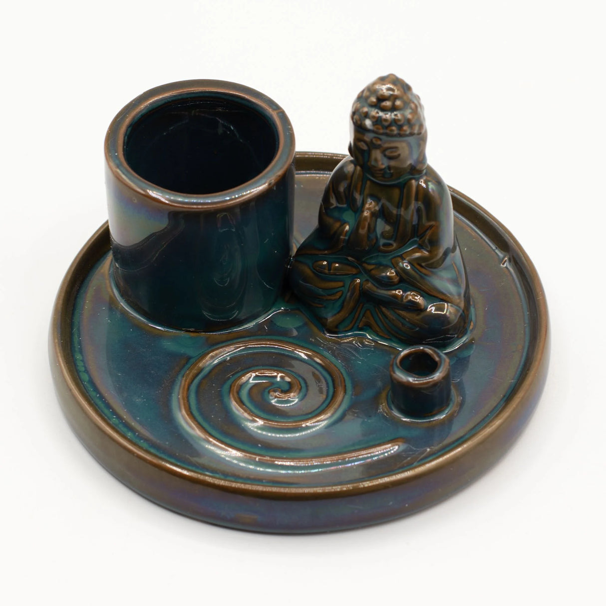 Multi Purpose Buddha Incense Plate - Ceramic Blue