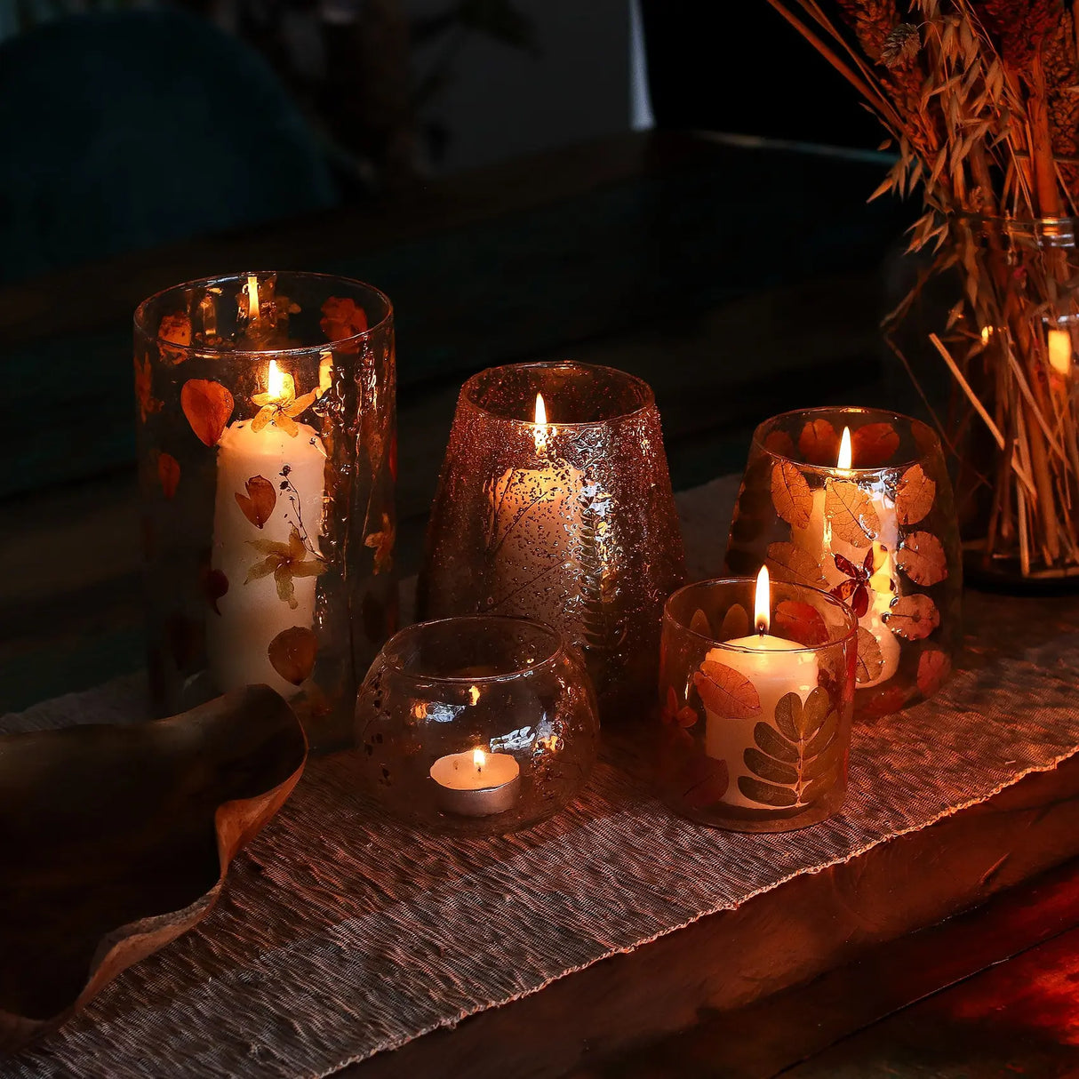 Natural Floral Glass - Bowl Candle Holder - Primavera  - (8x10cm)