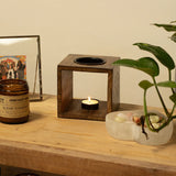 Large Square Mango Wood Oil Burner - Moon Goddess