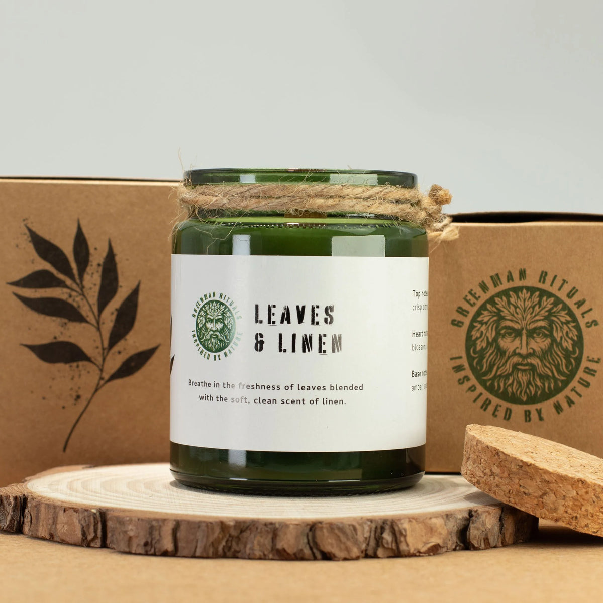 Greenman Woodwick Soy Candle - Leaves & Linen