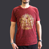 Nomad Sari Stonewashed Cotton T-Shirt  Hamsa  Maroon  Medium