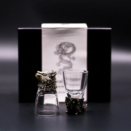 Gift Set of 6 Shot Glasses (50ml) - Wild Forest Creatures - Antique Bronze
