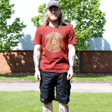 Nomad Sari Stonewashed Cotton T-Shirt  Mandala  Maroon  Large