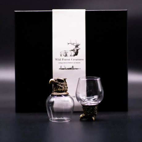 Gift Set of 6 Glasses (100ml) - Wild Forest Creatures - Antique Bronze