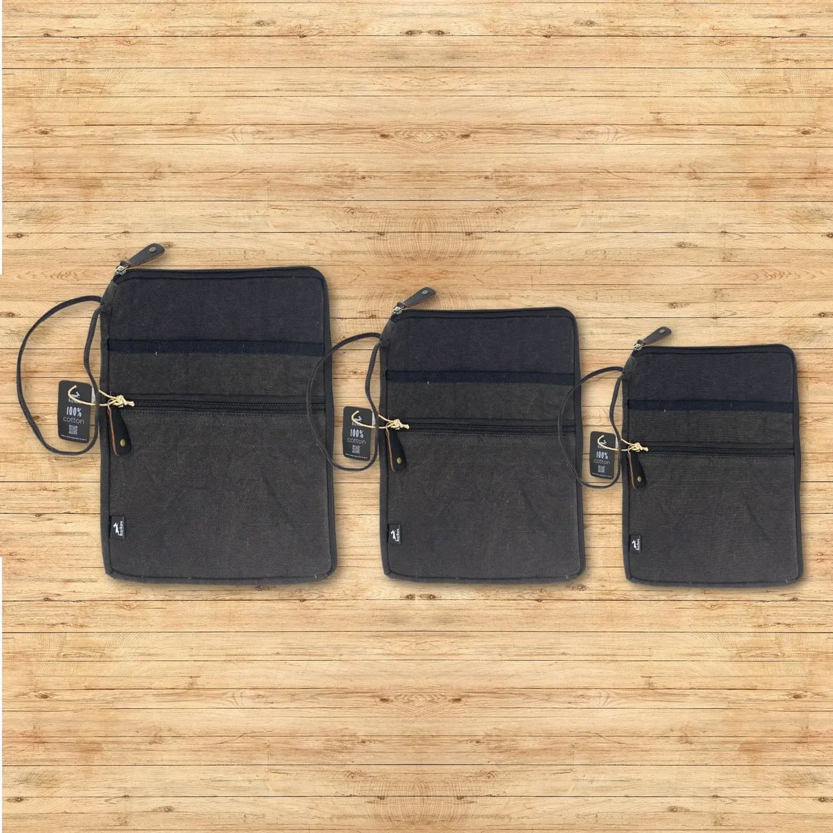 Stonewash  Large Laptop Pouch - Charcoal
