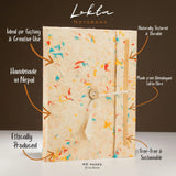 Lokta Mixed Colour Cotton Notebook  Large (21x15cm)  45 Leaves  Includes Bookmark