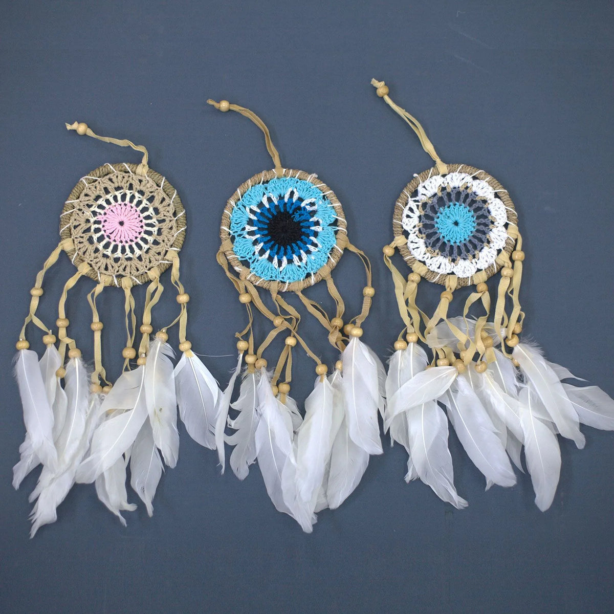 Pastel Blue Macram Dream Catcher 9cm (asst colours)