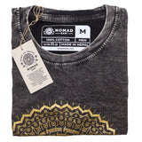 Nomad Sari Stonewashed Cotton T-Shirt - Mandala - Dark Grey - Medium