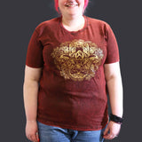 Nomad Sari Stonewashed Cotton T-Shirt  Hamsa  Maroon  XL
