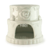 Ceramic Cake Oil Burner - HAPPY BIRTHDAY - White