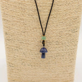 Cord Necklace Gemstone Pendant - Sodalite Mushroom