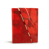 Lokta Bold Floral Bamboo Lock Notebook  Medium (15x12cm)  45 Leaves  Ruby