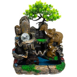 Elephants in Love Tabletop Water Feature with Crystal Ball, Light & Watermill (30x20x35cm)