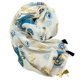 Nomad Sari Pareo  White, Blue & Gold Evil Eye Print