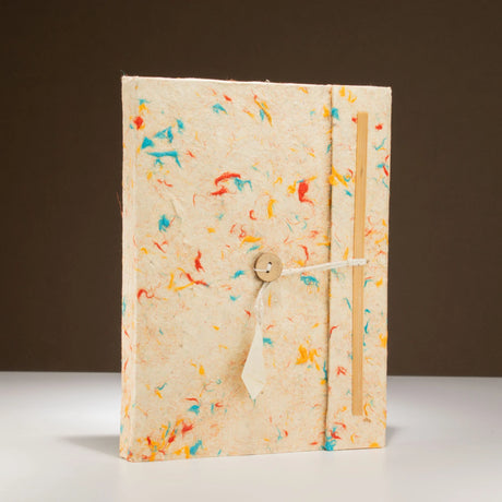 Lokta Mixed Colour Cotton Notebook  Large (21x15cm)  45 Leaves  Includes Bookmark