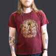 Nomad Sari Stonewashed Cotton T-Shirt  Hamsa  Maroon  Large