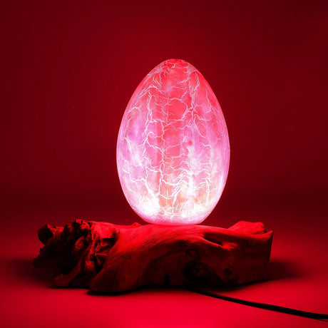 DriftGlow Lamp Crackle Fire Egg Shade - Orange