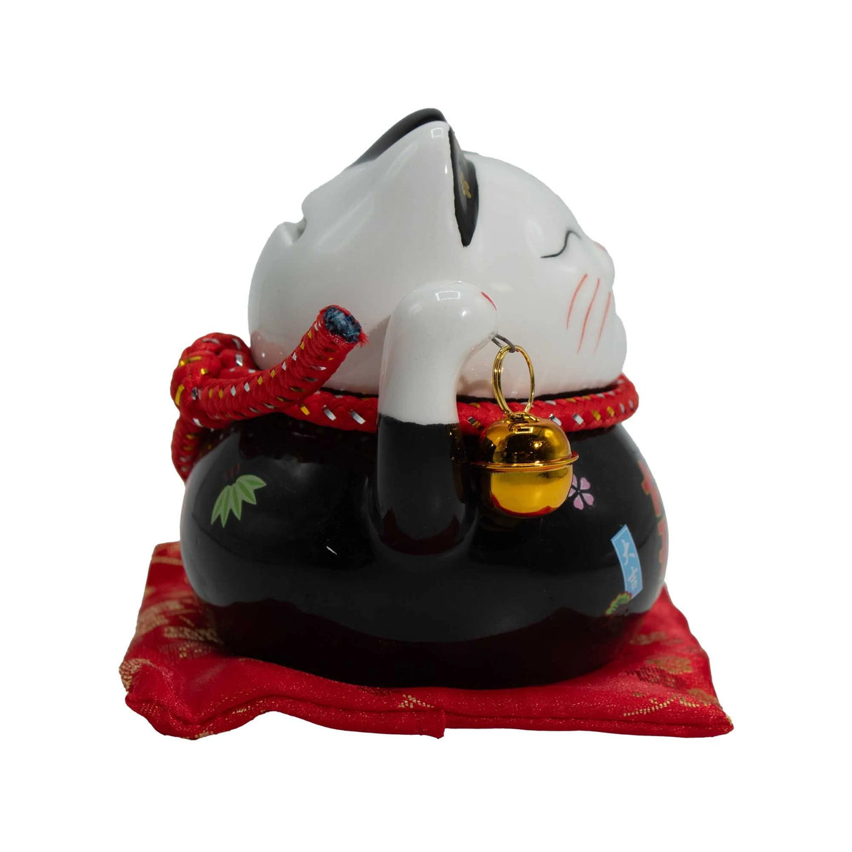Ceramic Money Cat Bank - Black on Cushion