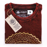Nomad Sari Stonewashed Cotton T-Shirt  Mandala  Maroon  Small