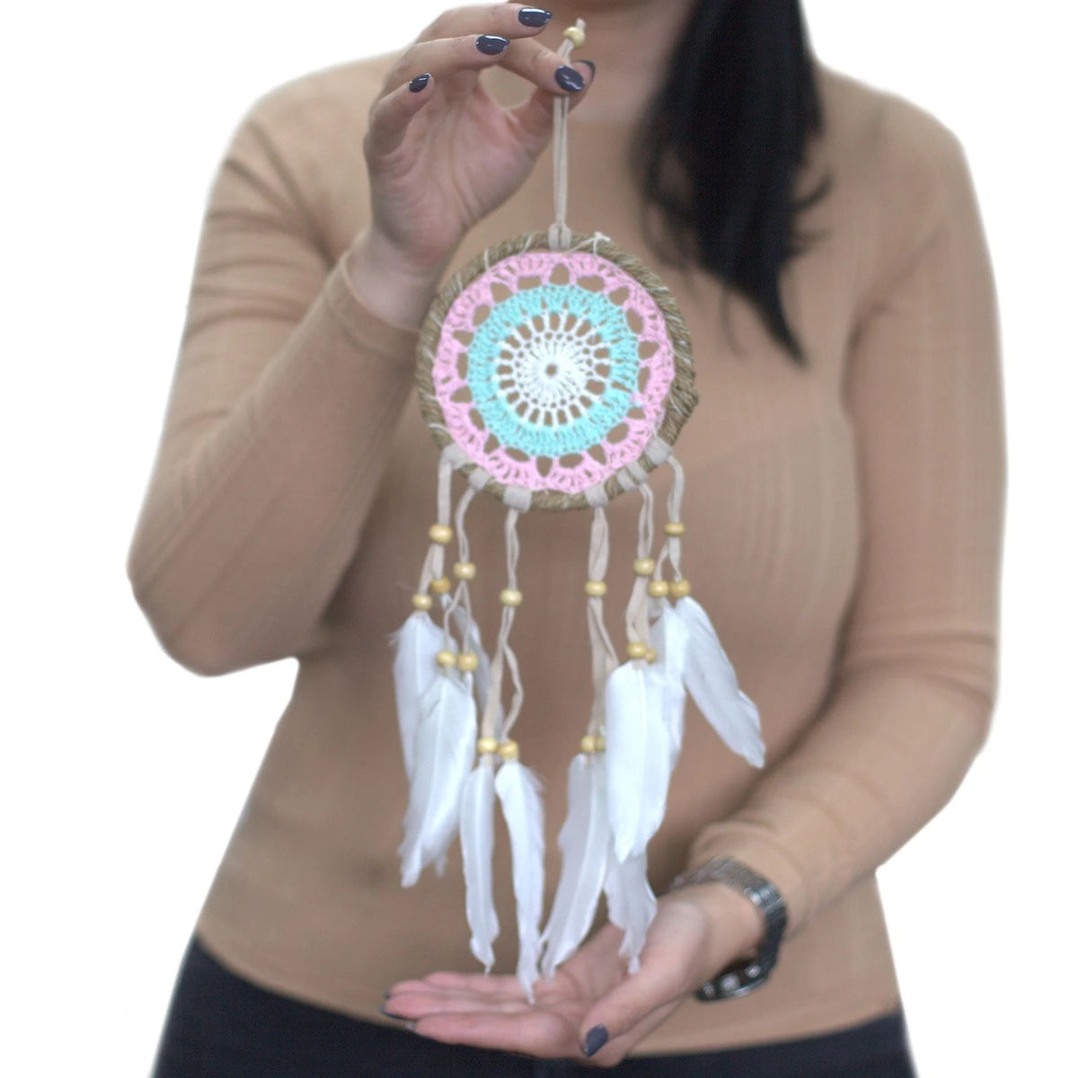 Pastel Blue Macram Dream Catcher 12cm (asst colours)