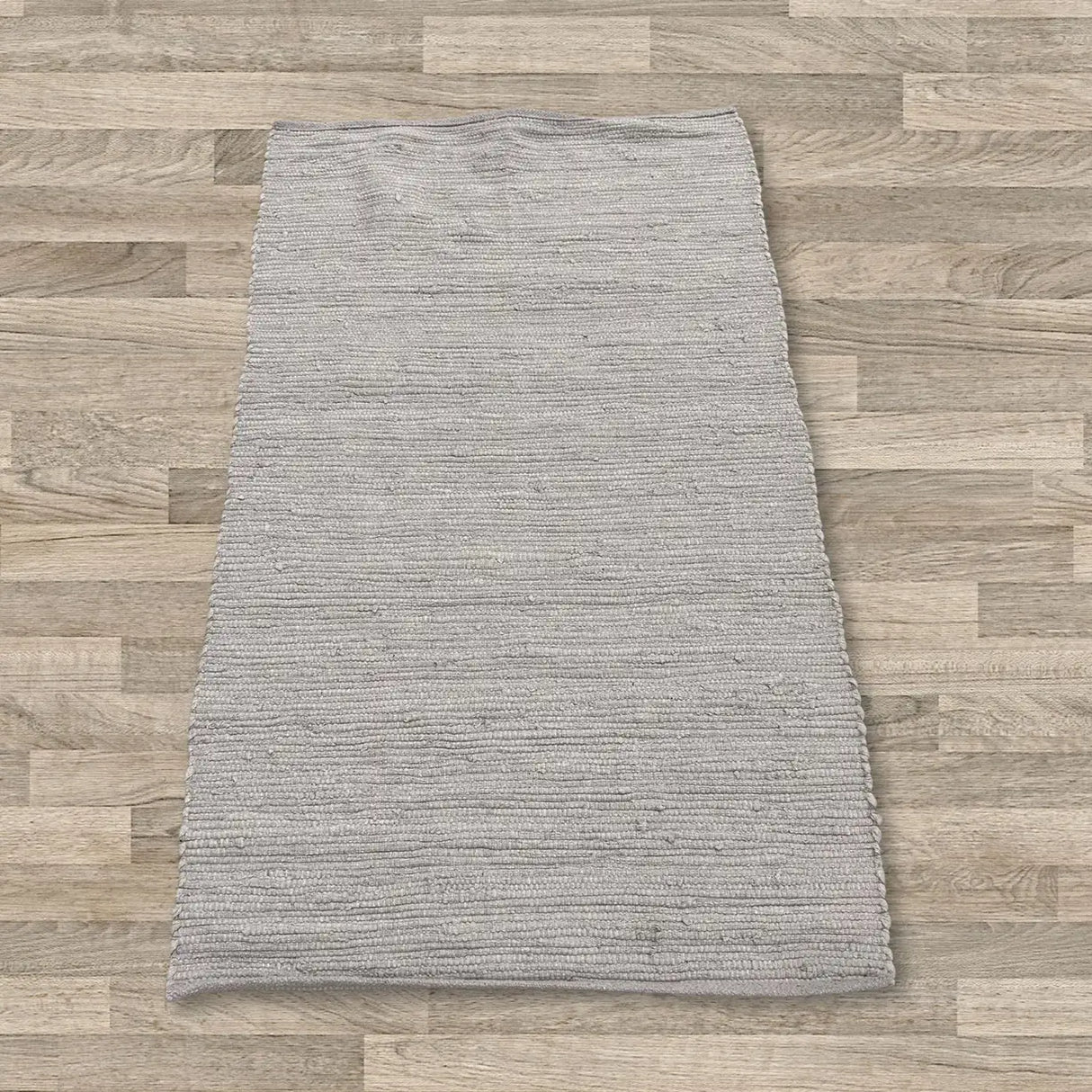 Small Indian Handloom Cotton Rug - Grey