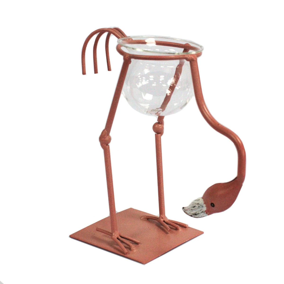 Hydroponic Home Dcor - Pink Metal Flamingo Des 3
