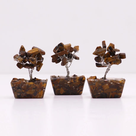 Mini Gemstone Tree On Orgonite Base - Tigereye (15 stones)