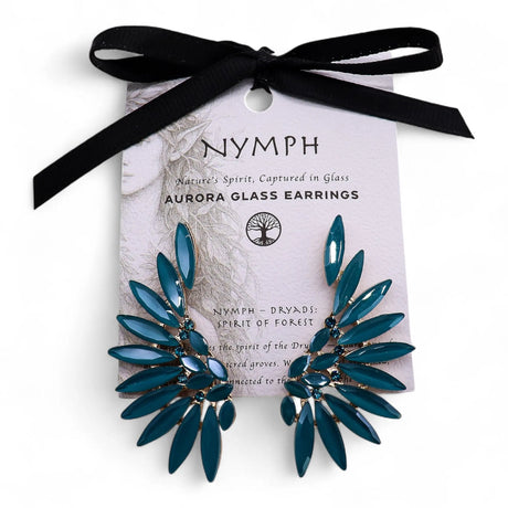 Teal Green - Vintage Glass - Angel Wings - Earrings