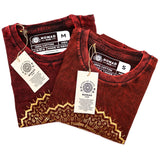 Nomad Sari Stonewashed Cotton T-Shirt - Mandala - Maroon - Medium