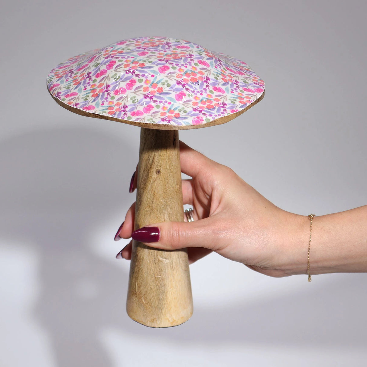 Large Wooden Mushroom - Mediterranean Tile Pattern