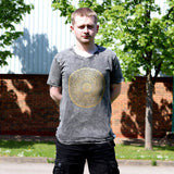 Nomad Sari Stonewashed Cotton T-Shirt  Mandala  Dark Grey  Large