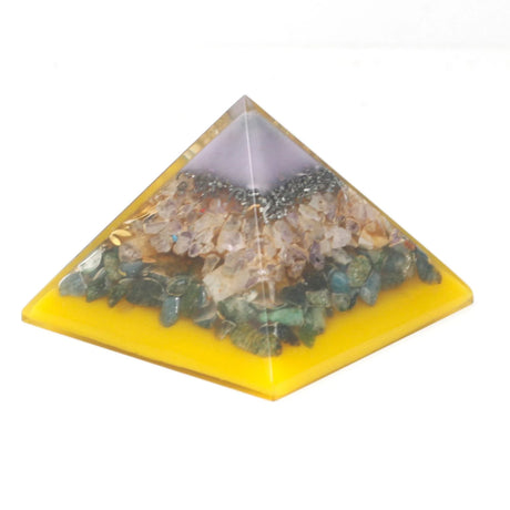 Lrg Organite Pyramid 70mm - Tree(gold base)