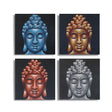 Set of 4 Buddha Heads Sand Detail 40x40cm