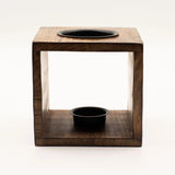 Large Square Mango Wood Oil Burner- Pentagon