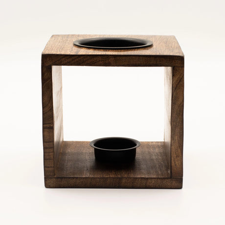 Large Square Mango Wood Oil Burner- Pentagon