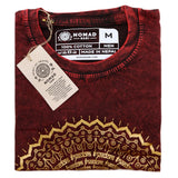 Nomad Sari Stonewashed Cotton T-Shirt - Mandala - Maroon - Medium