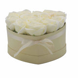 Soap Flower Gift Bouquet - 13 Cream Roses - Heart
