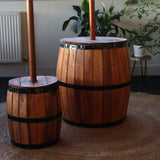 Beer Barrel Stool & Parasol Stand  Natural Wood 38 x 32 cm