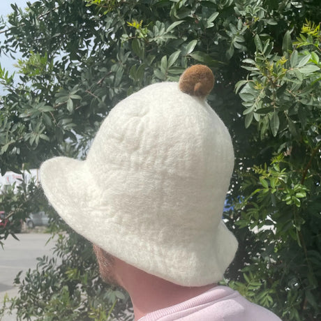 Felted Sauna Bowl Hat - Natural